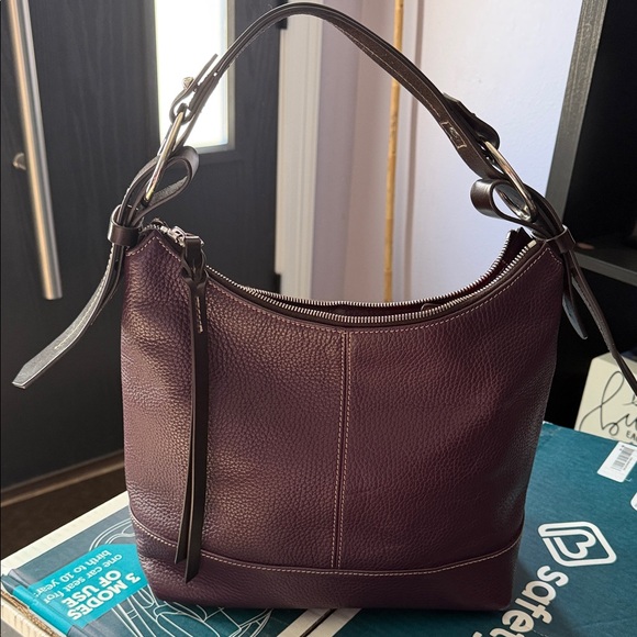Dooney & Bourke Plum Pebbled Leather Shoulder Bag - Picture 9 of 9